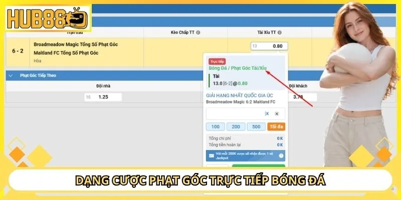 Dạng cược phạt góc trực tiếp bóng đá 